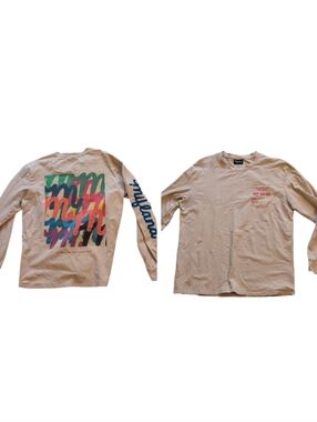 Mifland Multicolor Graphic Long Sleeve Tee Cotton Cream White Size L